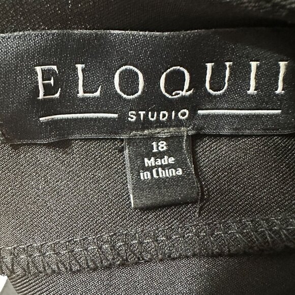 Eloquii Black & White Color-block Short Sleeve Dress with Peplum 18 - Picture 8 of 9